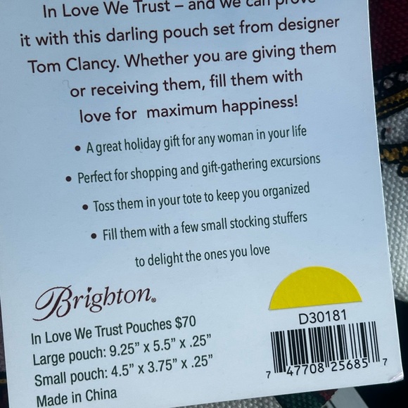 Brighton purse canvas pouch 2 set Love We Trust Pouch - Picture 7 of 8